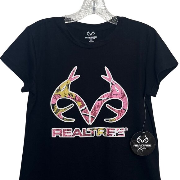 Realtree Short Sleeve Tshirt Womens Small Black Pink New Hunting - Picture 3 of 8